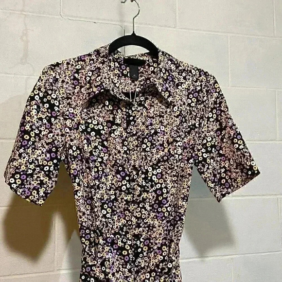 Monki ASOS UK Jumpsuit‎ US 8 Multicolor Floral SS Button Up Belted Wide Leg Boho - Picture 2 of 9